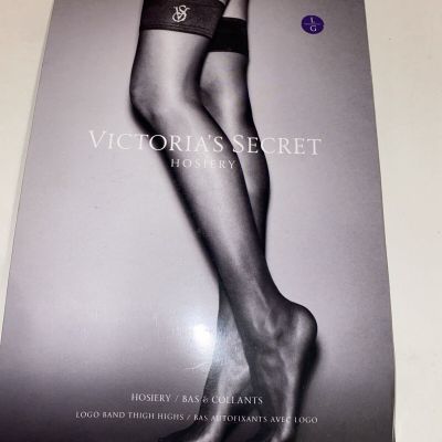 VICTORIA'S SECRET LOGO BAND RHINESTONE THIGH HIGH HOSIERY Purple STOCKING Large